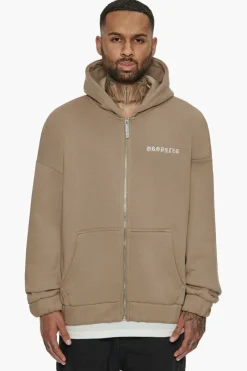 Zipper<Dropsize Super Heavy Oversized Crime Zip Hoodie Silver Mink