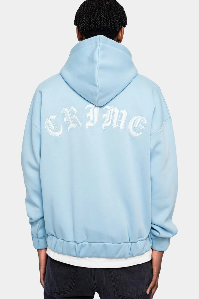 Zipper<Dropsize Super Heavy Oversized Crime Zip-Hoodie Baby Blue