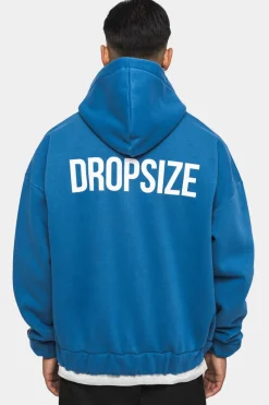 Zipper<Dropsize Super Heavy Oversized Hd Print Zip-Hoodie Washed Blue