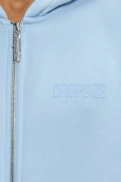 Zipper<Dropsize Super Heavy Oversized Hd Print Zip Hoodie V2 Baby Blue