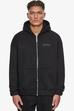 Zipper<Dropsize Super Heavy Oversized Hd Print Zip Hoodie V2 Black