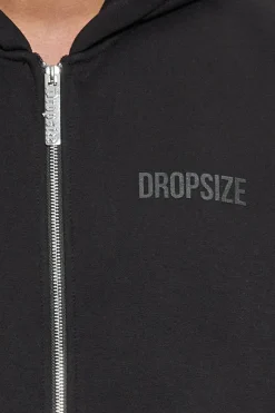 Zipper<Dropsize Super Heavy Oversized Hd Print Zip Hoodie V2 Black