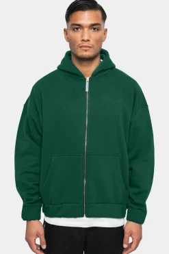Zipper<Dropsize Super Heavy Oversized Hd Print Zip-Hoodie Green