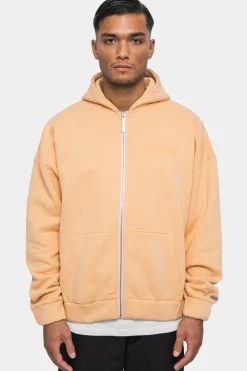 Zipper<Dropsize Super Heavy Oversized Hd Print Zip-Hoodie Washed Peach