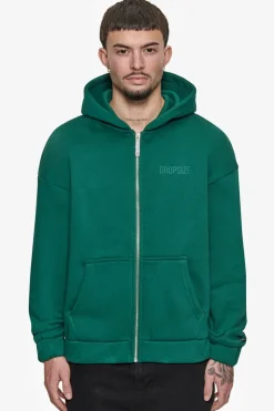 Zipper<Dropsize Super Heavy Oversized Hd Print Zip Hoodie V2 Green