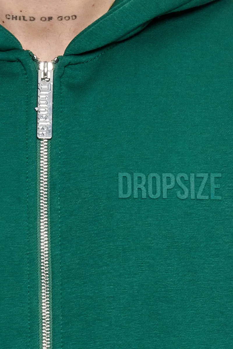 Zipper<Dropsize Super Heavy Oversized Hd Print Zip Hoodie V2 Green