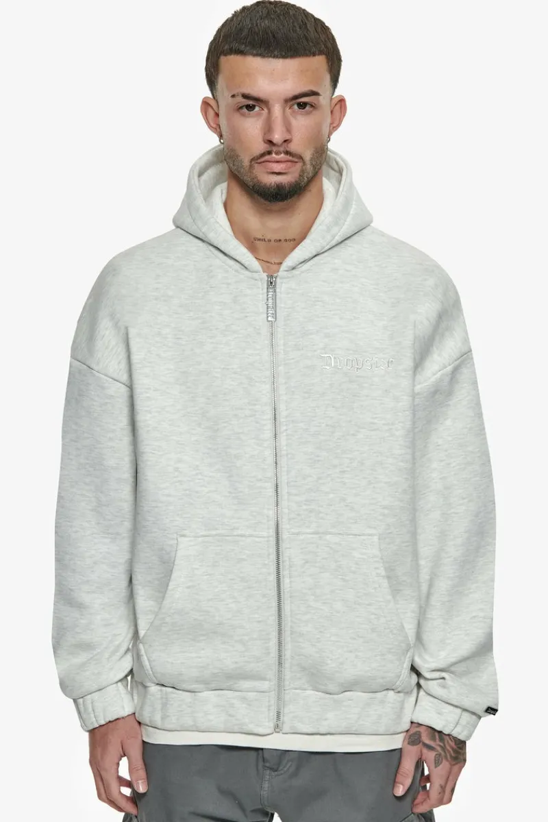 Zipper<Dropsize Super Heavy Oversized Zip-Hoodie Light Grey