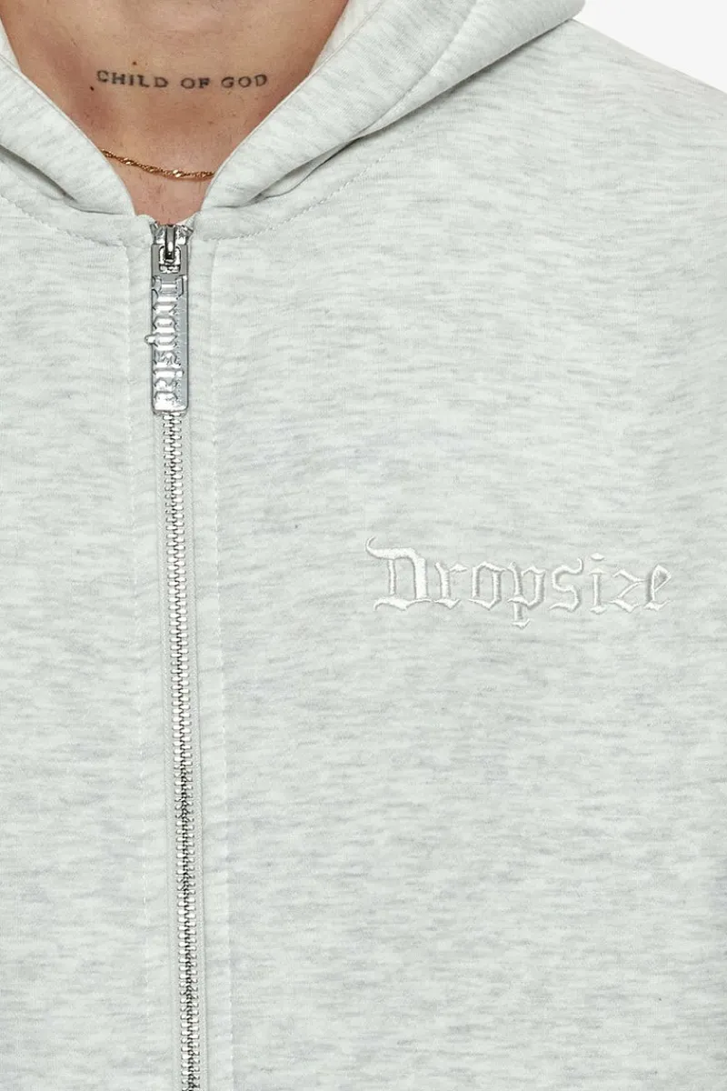 Zipper<Dropsize Super Heavy Oversized Zip-Hoodie Light Grey
