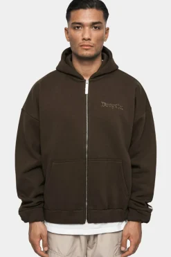 Zipper<Dropsize Super Heavy Oversized Zip-Hoodie Chocolate Brown