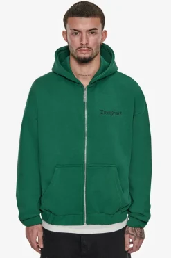 Zipper<Dropsize Super Heavy Oversized Zip-Hoodie Washed Green
