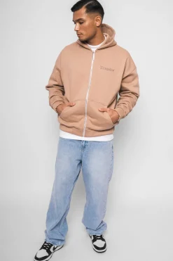 Zipper<Dropsize Super Heavy Oversized Zip-Hoodie Beige