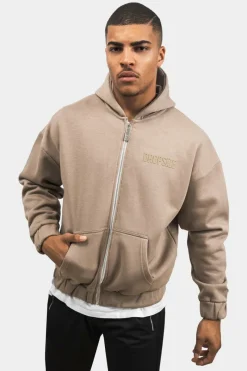 Zipper<Dropsize Super Heavy Oversize Hd Print Zip Hoodie Silver Mink