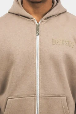 Zipper<Dropsize Super Heavy Oversize Hd Print Zip Hoodie Silver Mink