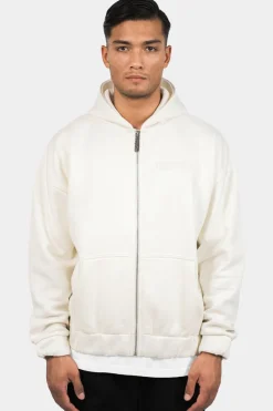 Zipper<Dropsize Super Heavy Oversize Hd Print Zip Hoodie Cream White