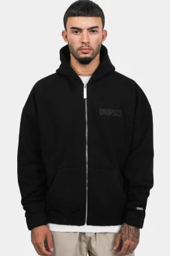Zipper<Dropsize Super Heavy Oversize Hd Print Zip Hoodie Black