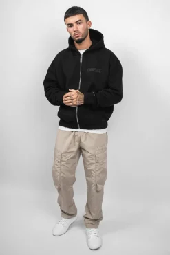 Zipper<Dropsize Super Heavy Oversize Hd Print Zip Hoodie Black