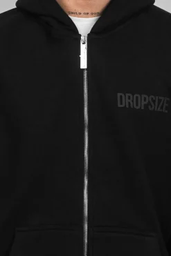 Zipper<Dropsize Super Heavy Oversize Hd Print Zip Hoodie Black