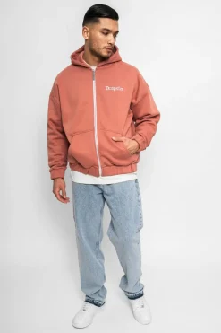 Zipper<Dropsize Super Heavy Oversize Logo Design Zip Hoodie Canyon Clay