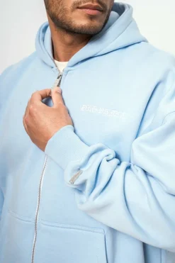 Zipper<Dropsize Super Heavy Oversize Logo Zip Hoodie Baby Blue