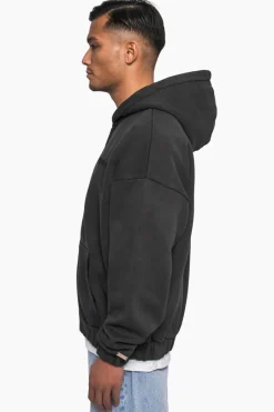 Zipper<Dropsize Super Heavy Oversize Logo Zip Hoodie Acid Washed Black
