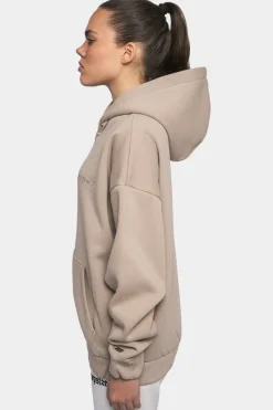 Frauen<Dropsize Super Heavy Oversize Logo Zip Hoodie Light Brown
