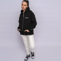 Frauen<Dropsize Super Heavy Oversize Logo Zip Hoodie Black