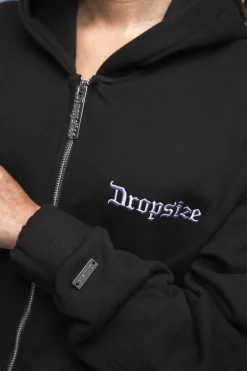 Frauen<Dropsize Super Heavy Oversize Logo Zip Hoodie Black