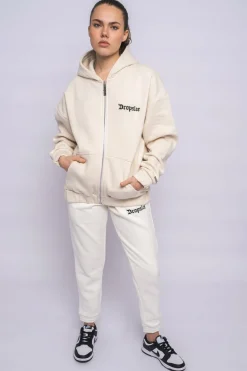 Frauen<Dropsize Super Heavy Oversize Logo Zip Hoodie Coconut Milk
