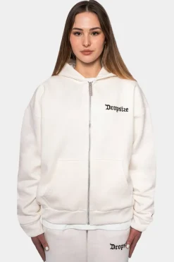 Zipper<Dropsize Super Heavy Oversize Logo Zip Hoodie Cream White