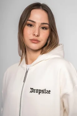 Zipper<Dropsize Super Heavy Oversize Logo Zip Hoodie Cream White