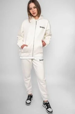 Zipper<Dropsize Super Heavy Oversize Logo Zip Hoodie Cream White