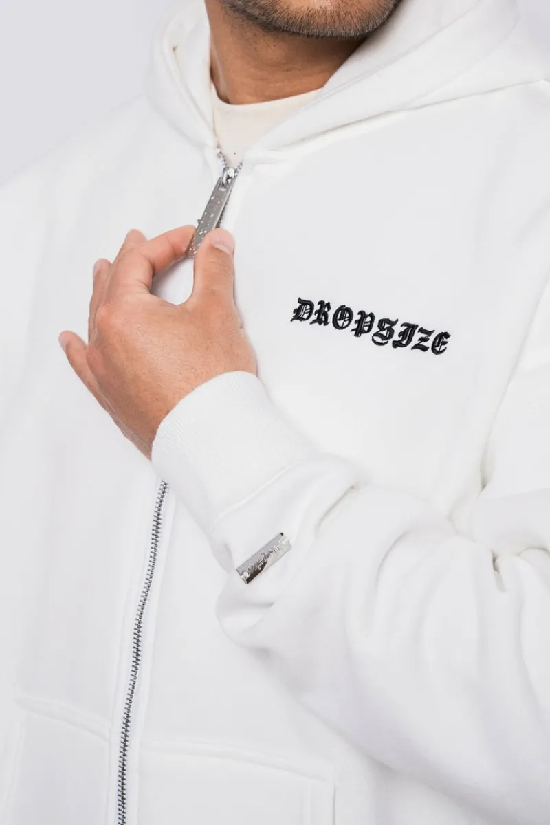 Zipper<Dropsize Super Heavy Oversize Logo Zip Hoodie Washed White
