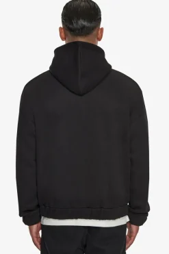 Zipper<Dropsize Super Heavy Oversize Mid Front Embo Zip Hoodie Black