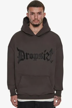 Hoodie<Dropsize Super Heavy Oversize V2 Middle Embo Hoodie Washed Black / Black