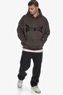Hoodie<Dropsize Super Heavy Oversize V2 Middle Embo Hoodie Washed Black / Black