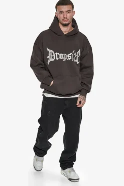 Hoodie<Dropsize Super Heavy Oversize V2 Middle Embo Hoodie Washed Black / White