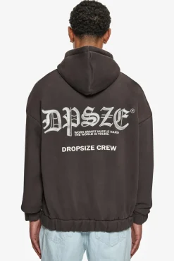 Zipper<Dropsize Super Heavy Oversize Work Smart Zip-Hoodie Washed Black