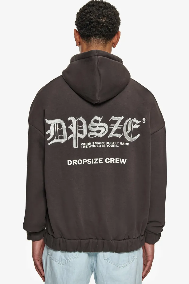 Zipper<Dropsize Super Heavy Oversize Work Smart Zip-Hoodie Washed Black