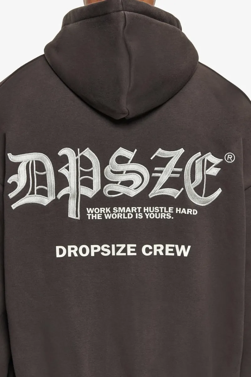 Zipper<Dropsize Super Heavy Oversize Work Smart Zip-Hoodie Washed Black