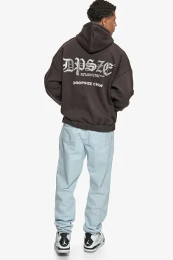 Zipper<Dropsize Super Heavy Oversize Work Smart Zip-Hoodie Washed Black